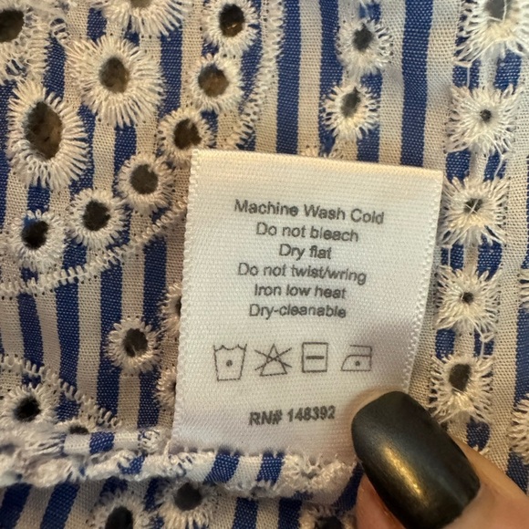 Cartolina Nantucket Blue White Marin 100% Cotton Eyelet Halter Top New Large nwt - Picture 10 of 10
